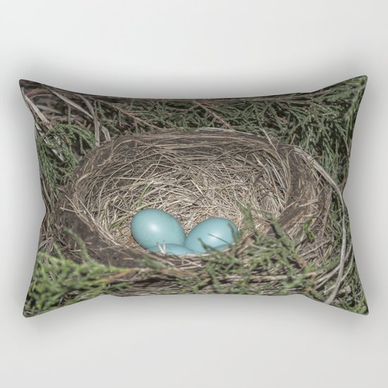Robins nest with eggs Rectangular Pillow