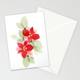 Holiday Poinsetta Bouquet Watercolor Stationery Card
