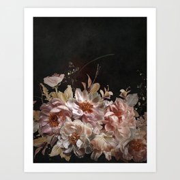 Blush Vintage Night Flower Bouquet Art Print
