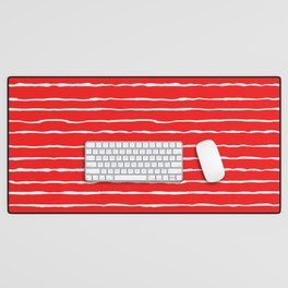 Red and White Autumn Stripes Desk Mat