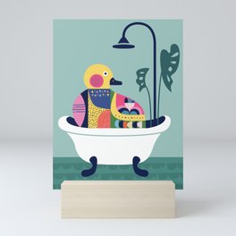 Duckie in the tub Mini Art Print