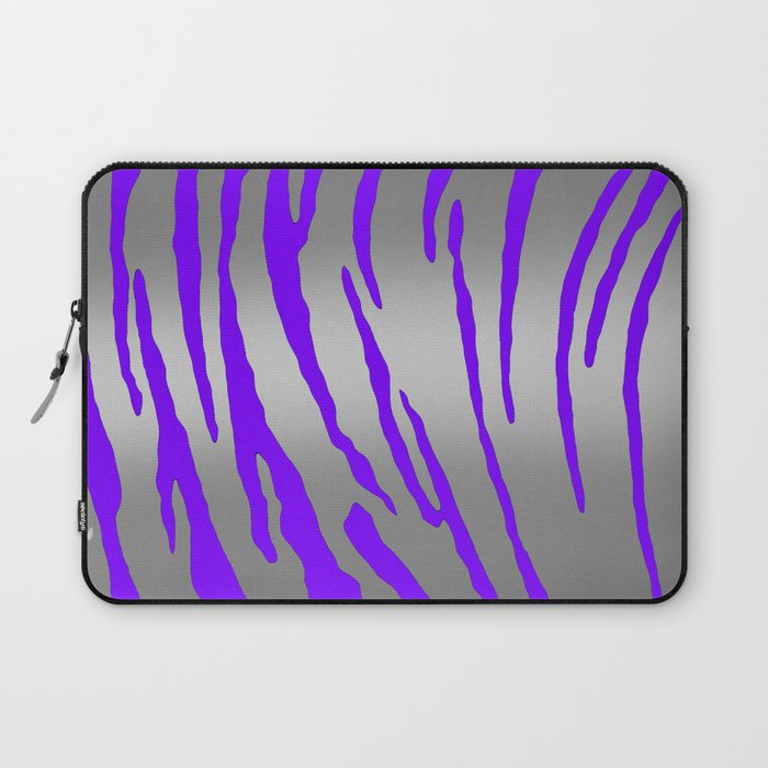 Silver Tiger Stripes Purple Laptop Sleeve
