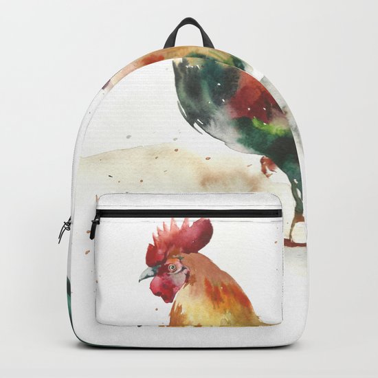 Symbol of the year, watercolor rooster, cock, cockerel Backpack