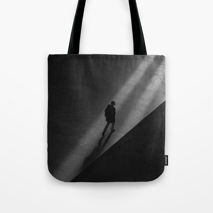 Walking by night - shadows and silhouttes industrial portrait black and white photograph / photography Tote Bag