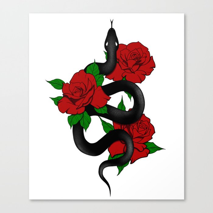 Snake & Roses Canvas Print