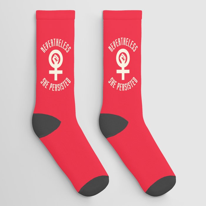 Nevertheless She Persisted Feminist Quote Socks
