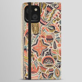 Goldenrod iPhone Wallet Case | Pattern, Floral, Bohemian, Ink Pen, Drawing, Curated, Folk, Retro, Nature, Muted 