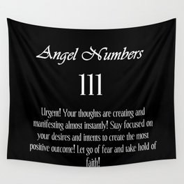 angel number 111 Black & White Affirmation Wall Tapestry