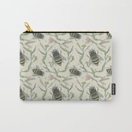 Floral Bugs - Pattern - Honeybee Carry-All Pouch | Plants, Flower, Bees, Spring, Flowers, Bee, Florals, Botanical, Summer, Colored Pencil 