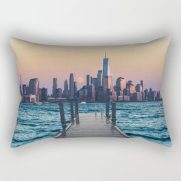 New York City Sunset and Moon-Surreal Travel Collage Rectangular Pillow
