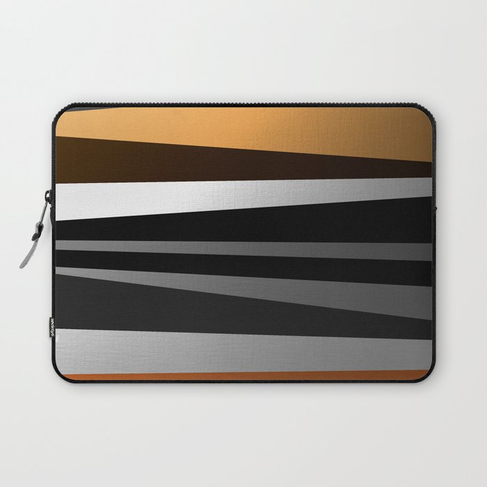 Metallic II - Abstract, geometric, metallic effect stripes, gold, silver, black Laptop Sleeve