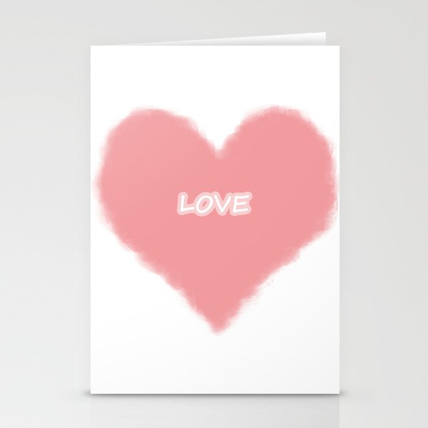 Pink heart with love Stationery Cards