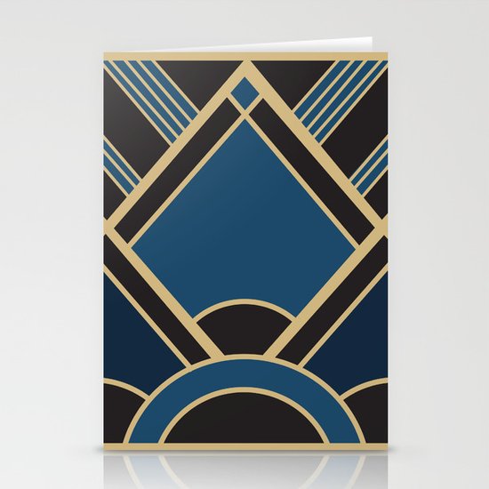 Art Deco New Tomorrow In Blue Stationery Cards
