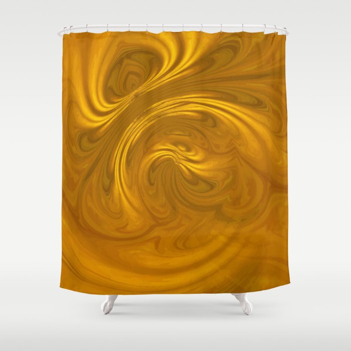 Golden Magma Fire Current - gold brown bronze spirals Shower Curtain
