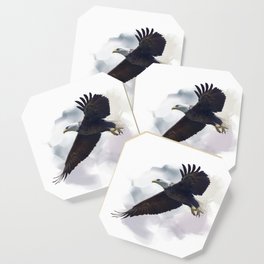 american bald eagle in flight ,watercolor painting Coaster