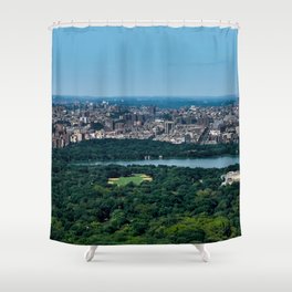 New York City Manhattan skyline and Central Park aerial view Shower Curtain