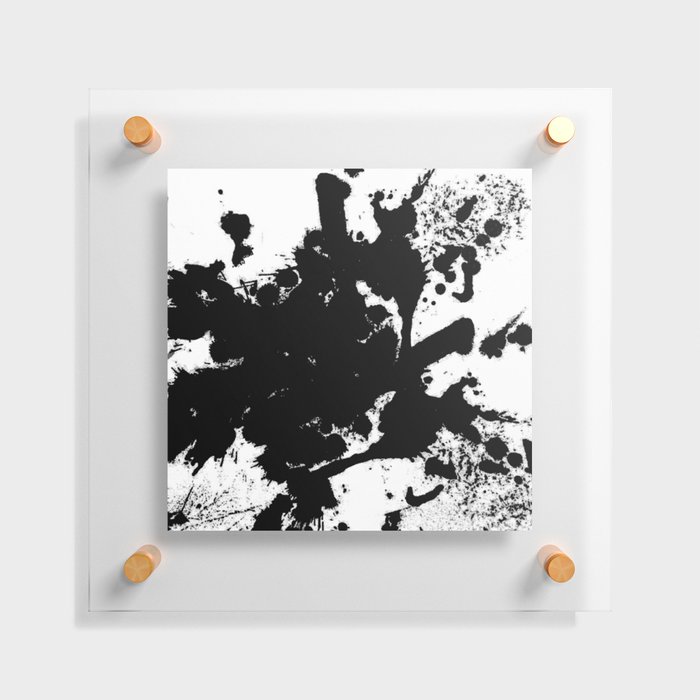 Black and white splat - Abstract, black paint splatter painting Floating Acrylic Print