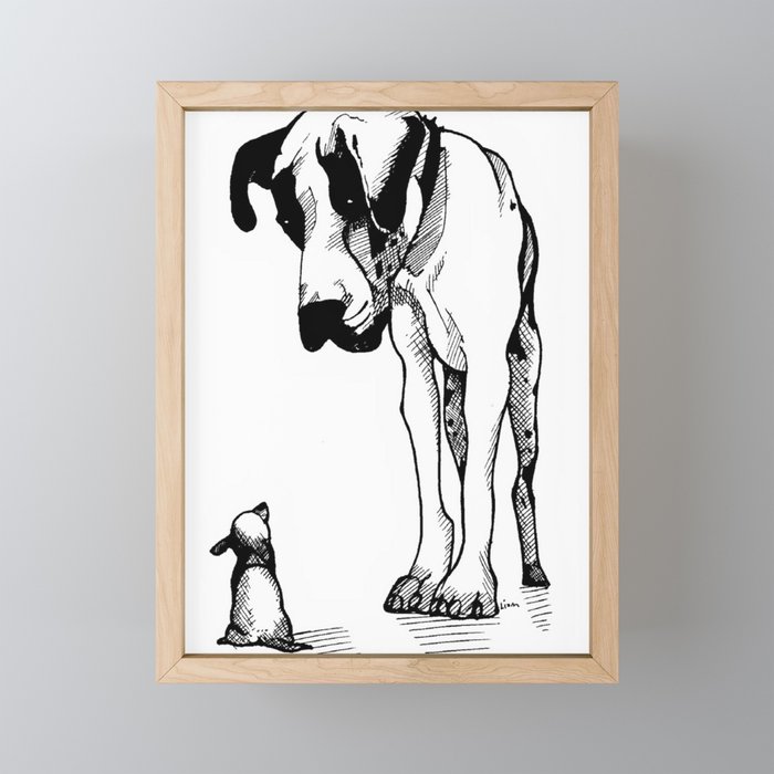 Great Dane & Chihuahua Framed Mini Art Print