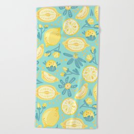 Lemon Pattern Mint Beach Towel