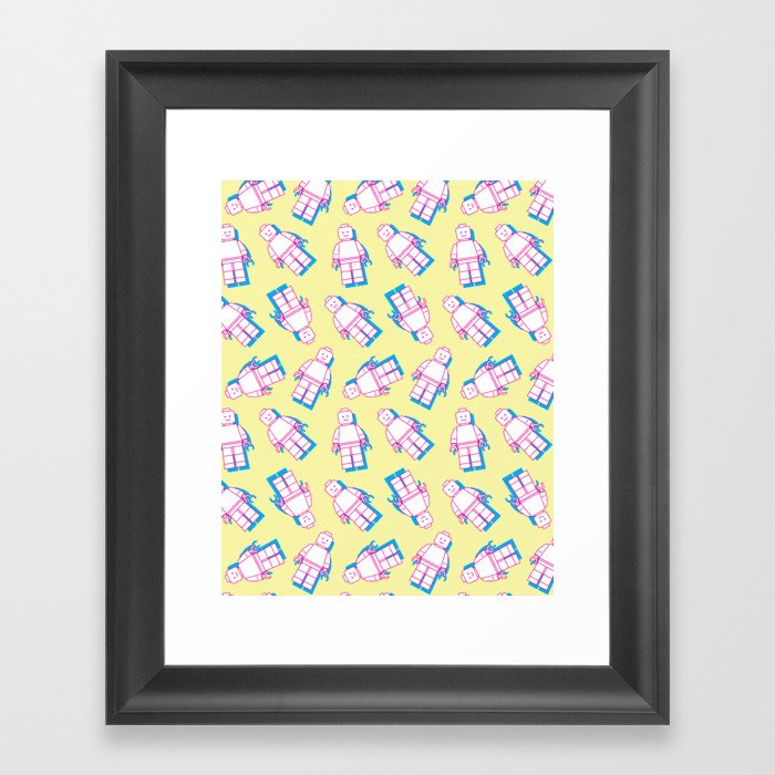 Mini Fig. Pattern - Yellow Framed Art Print