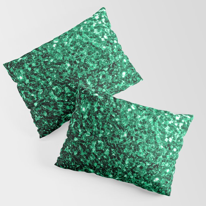 Emerald Green faux glitter sparkles Pillow Sham