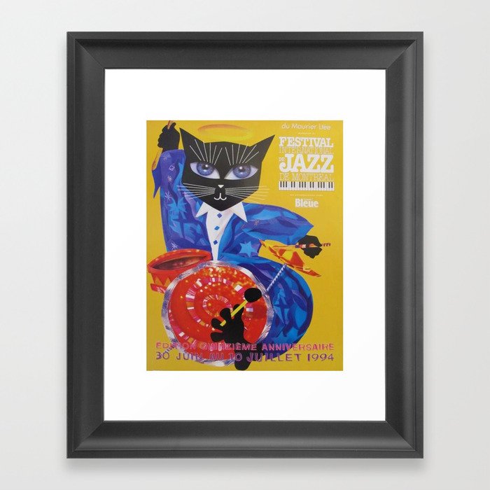 1994 Montreal Jazz Festival Cool Cat Poster No. 3 Gig Advertisement Framed Art Print