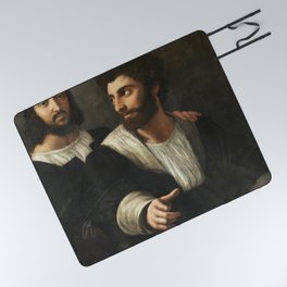 Portrait of the artist and his friend by Raffaello Sanzio  Picnic Blanket