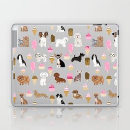 Small Dog Breeds with ice creams summer fun for the pet lover dog person in your life Laptop Skin