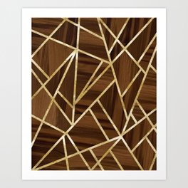 Classic Wood Gold Geo #1 #geometric #decor #art #society6 Art Print