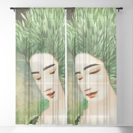 Protective of olive trees Sheer Curtain