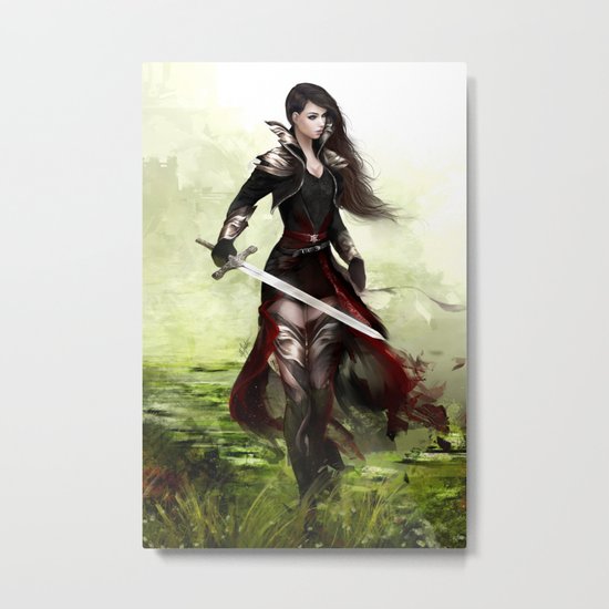 Lady knight - Warrior girl with sword concept art Metal Print
