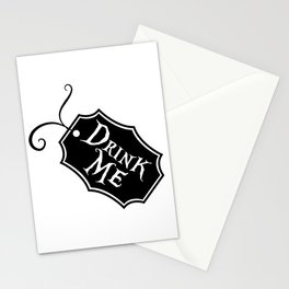 "Drink Me" Alice in Wonderland styled Bottle Tag Design in Black & White Stationery Cards