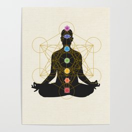 Sacred Geometry Metatron's Cube Chakra Meditation Poster