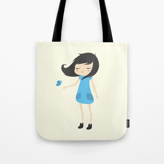 Girl and a Butterfly 2 Tote Bag