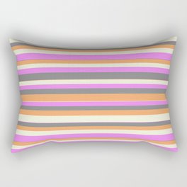 [ Thumbnail: Violet, Gray, Brown, and Beige Colored Lined/Striped Pattern Rectangular Pillow ]