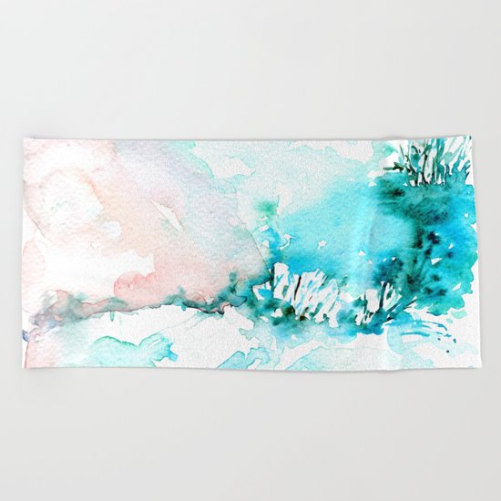 Cotton mountains -abstract watercolor Beach Towel