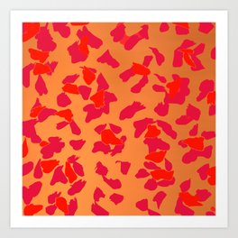 Orange and Red Spots on Dark Orange Background Abstract #decor #society6 #buyart Art Print