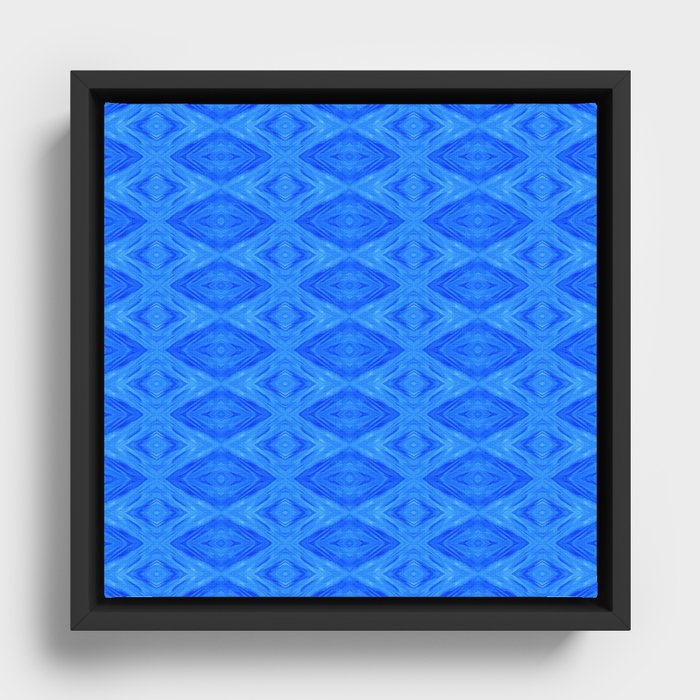 abstract pattern with gouache brush strokes in blue colors Framed Canvas