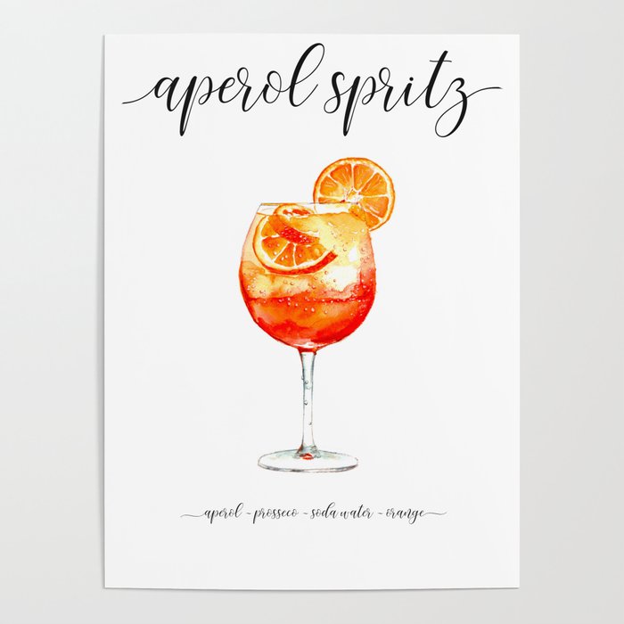 Cocktail Recipes. Aperol Spritz. Poster