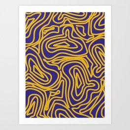Waves Art Print | Blue, Minimalistic, Wave, Oranssi, Digital, Aallot, Graphicdesign, Orange, Sininen, Simple 