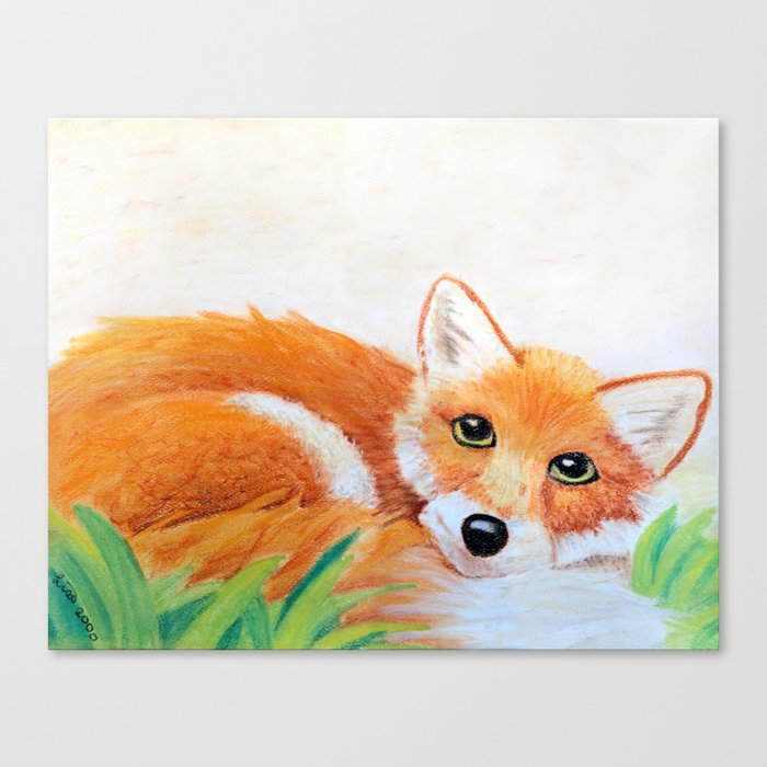 Baby Fox Impressionist Pastel Canvas Print