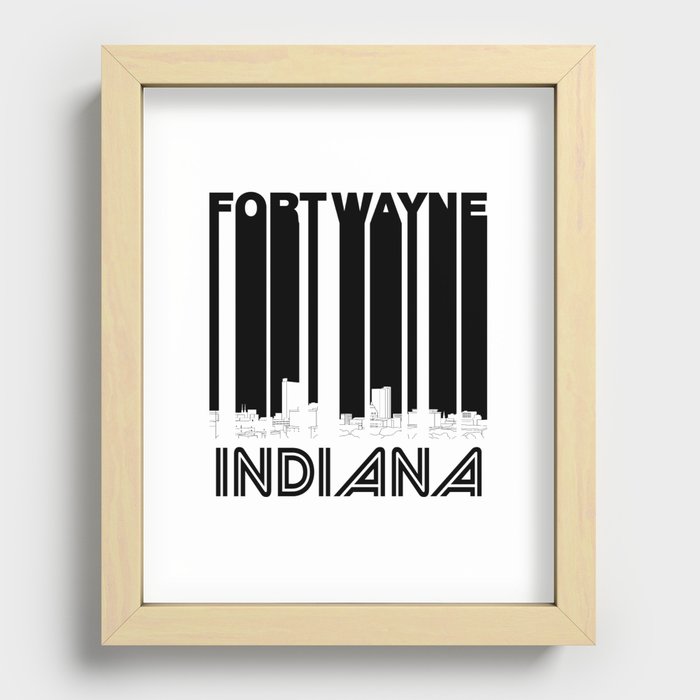 Retro Fort Wayne Indiana Skyline Recessed Framed Print