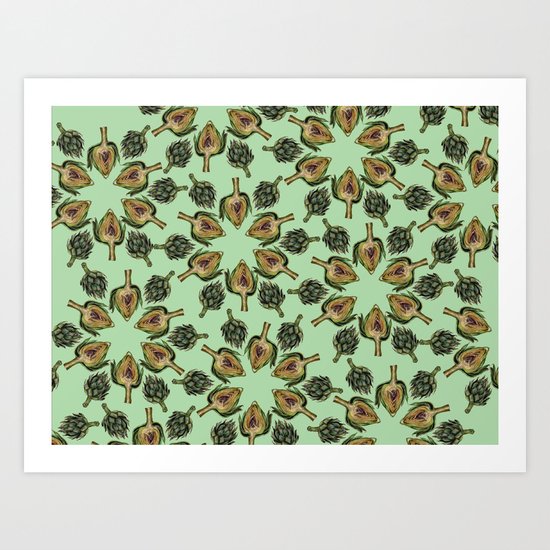 Swirling Artichokes Art Print