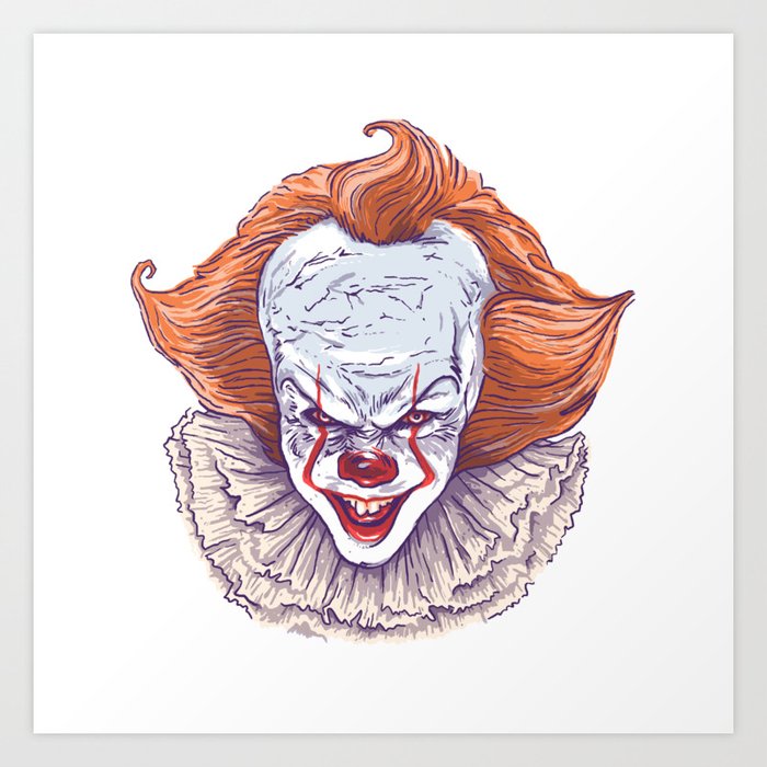 IT: Pennywise Pencil Portrait Drawing Print 