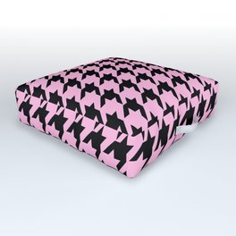 Houndstooth (Black & Pink Pattern) Outdoor Floor Cushion