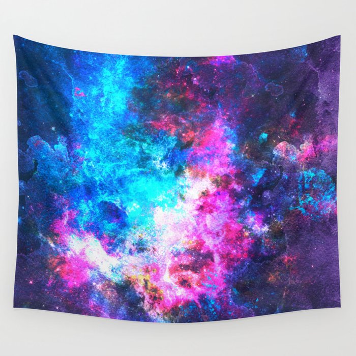 Colorful Watercolor Abstract Background Multicolor Psychedelic Pink Blue Neontexture Tie Dye Wall Tapestry By Abstract51