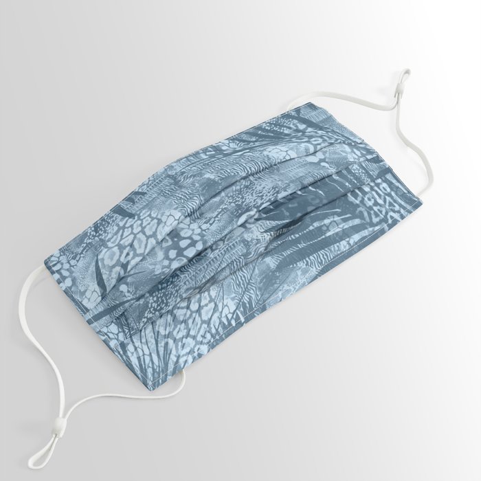 Blue Tropical Palm Leaf Pattern Face Mask by LebensART Society6