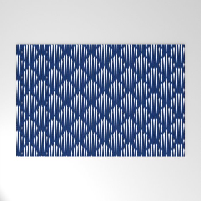 Blue and White Abstract Pattern Welcome Mat