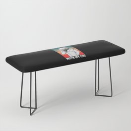 Plan With Cat Retro Illustration Cool Hipster Art Bench