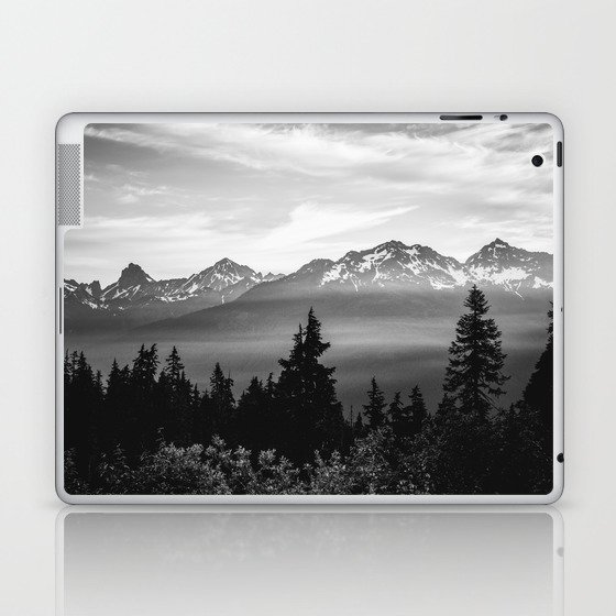 Morning in the Mountains Black and White Laptop & iPad Skin